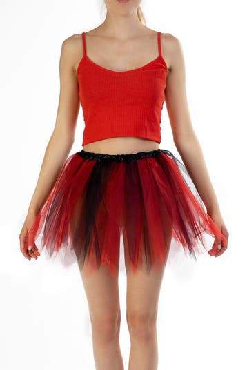 KIMU® Tutu Zwart Rood Tule Rokje 110 116 122 128 134 140 Zwa, Ophalen of Verzenden, Nieuw, Meisje