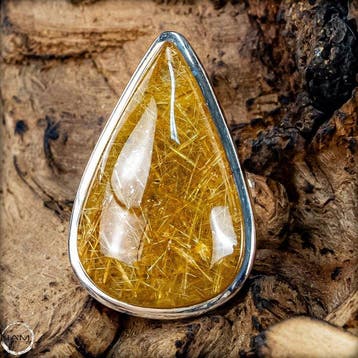 Natuurlijke rutiel in kwartsring 925 zilver - 66,65ct- 13.33
