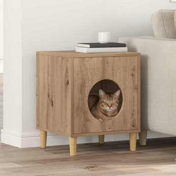 vidaXL Kattenhuis Ambachtelijk Eiken 42,5 x 40 x 53 cm, Dieren en Toebehoren, Verzenden, Nieuw