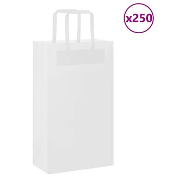 vidaXL Papieren zakken 250 st met hengsels 21x11x36 cm wit, Divers, Emballage cadeau, Verzenden
