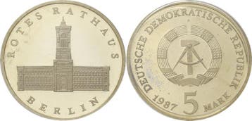 5 Mark 1987 Kurs- en Gedenkmunten, Verzenden, België