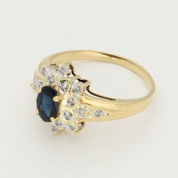Bague - 18 carats Or jaune Diamant (Naturelle) - Saffier, Nieuw