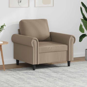 vidaXL Fauteuil 60 cm kunstleer cappuccinokleurig, Huis en Inrichting, Zetels | Zetels, Verzenden, Nieuw