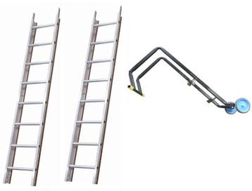Solide dakladderset met nokhaak 4m, Ophalen of Verzenden, Ladder