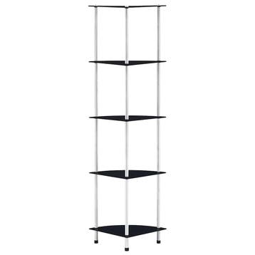 vidaXL Kastje 5-laags 30x30x130 cm gehard glas zwart, Huis en Inrichting, Kasten | Boekenkasten, Verzenden, Nieuw