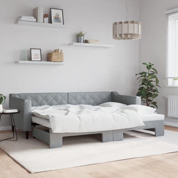 vidaXL Slaapbank met onderschuifbed 80x200 cm stof, Verzenden, Nieuw