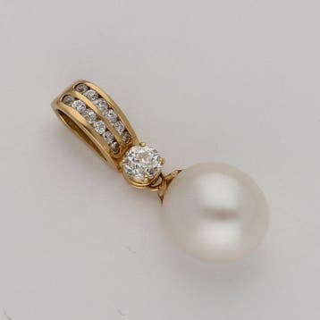 Pendentif - 18 carats Or jaune Perle - Diamant