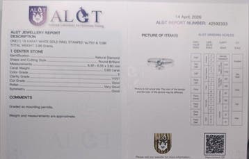 Ring - 18 karaat Witgoud - 0.93ct. tw. Diamant (Natuurlijk), Handtassen en Accessoires, Ringen, Nieuw