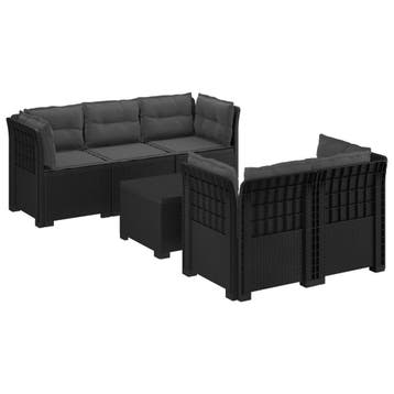 vidaXL 5-Zits Tuinbank met Kussens Rattanlook PP Antraciet, Verzenden, Nieuw