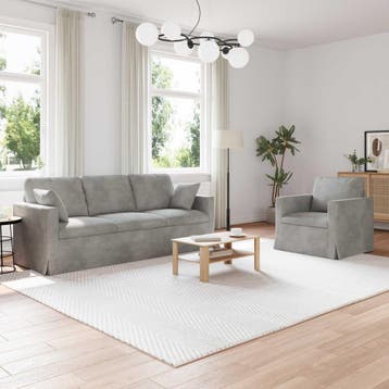 vidaXL bank / zetelstel 2 st Lichtgrijs Fluweel, Verzenden