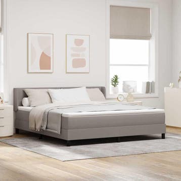 vidaXL Boxspring bed met hoofdeinde Taupe 200 x 180 cm Stof, Verzenden