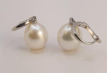 Oorbellen - 14 karaat Witgoud - 10×11 mm Zuidzee parels, Bijoux, Sacs & Beauté