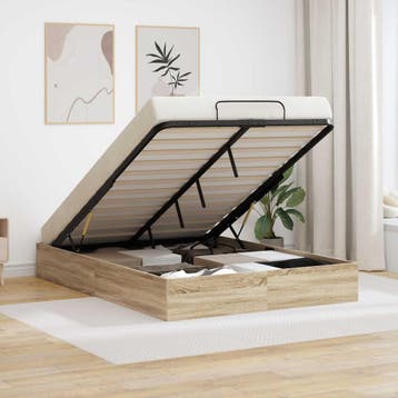 vidaXL Ottoman Bedframe met opslag Sonoma Eik 193 x 135 x 25, Verzenden, Nieuw