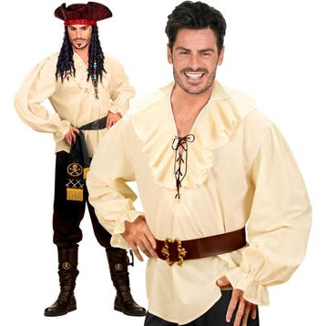Beige Blouse Heren Piraten/Renaissance, Verzenden, Nieuw
