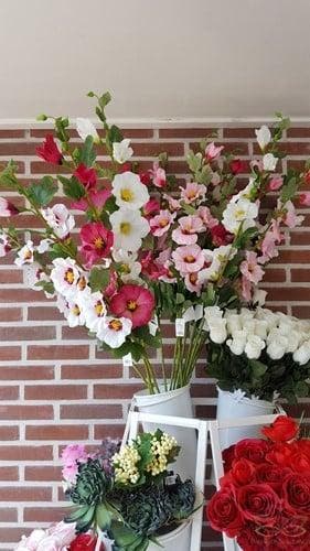 Stokroos Fuchsia Zijdenbloem 100 cm per stuk, Nieuw