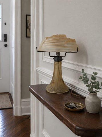 Jean Noverdy – Plafonnier monté en lampe Art déco signée en