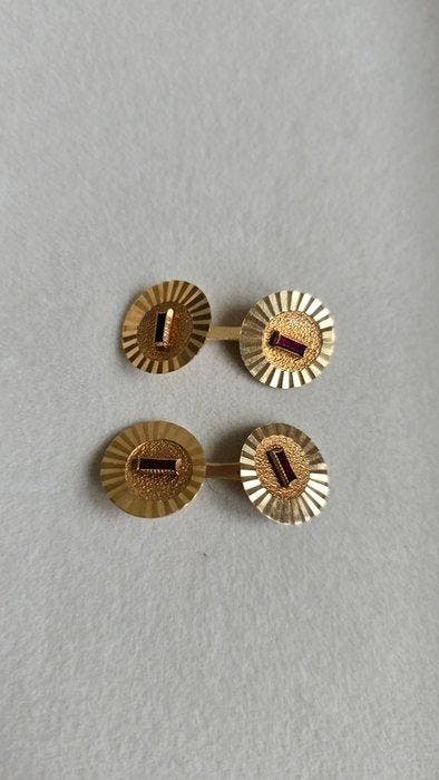 Manchetknopen - 18 karaat Geel goud Robijn - Gouden, Handtassen en Accessoires, Antieke sieraden