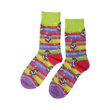 Sokken katoen - eenhoorn regenboog print - groen multicolor, Kleding | Dames, Nieuw