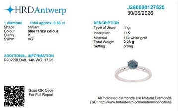 Zonder minimumprijs - Ring - 14 karaat Witgoud - 0.50ct. tw.