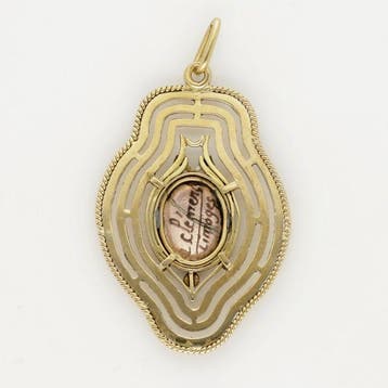 Pendentif - 14 carats Or jaune - Perle - Email dArt