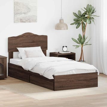 vidaXL Opbergbed met lade Bruin Eiken 70 x 190 cm Bewerkt, Verzenden, Nieuw