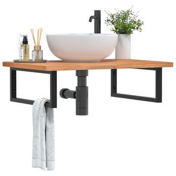 vidaXL Badkamer wandschap staal en massief beukenhout, Verzenden, Nieuw