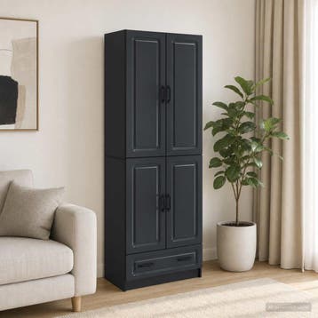 vidaXL Kast Set 2 st Zwart Bewerkt hout, Huis en Inrichting, Kasten | Dressoirs, Verzenden, Nieuw