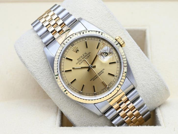 Rolex Datejust Ref. 16233 Year 1997 (Box & Papers), Handtassen en Accessoires, Horloges | Heren, Goud, Zo goed als nieuw, Goud