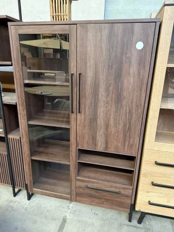 Sparta vitrine, dark almond, Nieuw, Glas