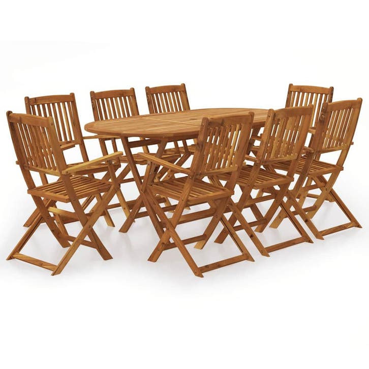 vidaXL 9-delige Tuinset inklapbaar massief acaciahout, Tuin en Terras, Tuinsets en Loungesets, Tuinset, Nieuw, Verzenden