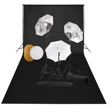 vidaXL Fotostudioset met lampen, paraplus, achtergrond en, Audio, Tv en Foto, Fotografie | Fotostudio en Toebehoren, Verzenden