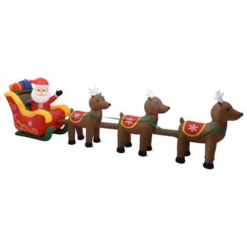 vidaXL Kerstdecoratie opblaasbaar kerstman en rendieren LED, Diversen, Verzenden, Nieuw