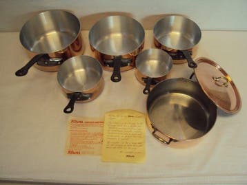 5 Casseroles Cuivre Made in France et 1 cocotte knorr -