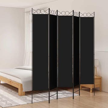 vidaXL Kamerscherm met 5 panelen 200x200 cm stof zwart, Verzenden, Nieuw