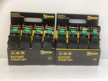 Veiling - 2x Spanbandenset - 4-Delig - 4.5m, Doe-het-zelf en Bouw, Transportwagens, Nieuw