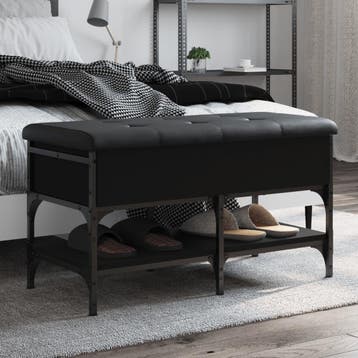 vidaXL Schoenenbank 82x42x45 cm bewerkt hout zwart, Verzenden