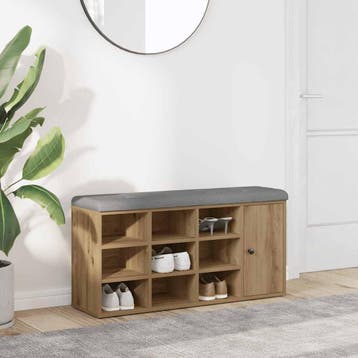 vidaXL Schoenenbank 102x32x50 cm bewerkt hout artisanaal, Verzenden, Nieuw