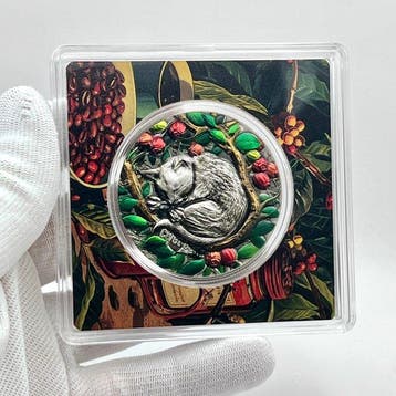 Kameroen. 2,000 Francs 2025 – Civet Coffee – 2 oz Silver –