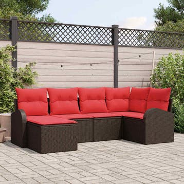 vidaXL Tuinbank Set 6 st Bruin [Synthetisch]: Poly Riet, Verzenden, Nieuw