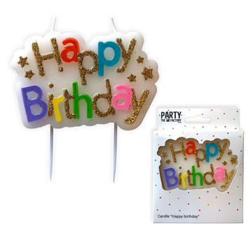 Kaars Happy Birthday 10,5cm, Verzenden, Nieuw