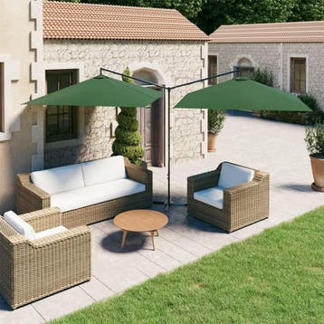 vidaXL Parasol dubbel met stalen paal 600x300 cm groen, Jardin & Terrasse, Parasols, Verzenden