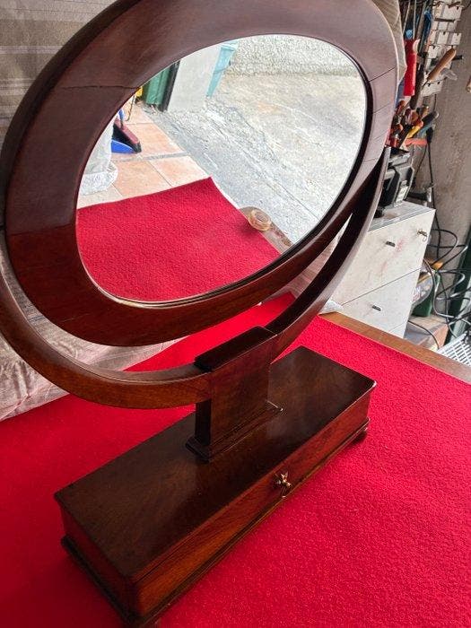 Tafelspiegel - Hout, Messing, Glas, Antiquités & Art, Curiosités & Brocante