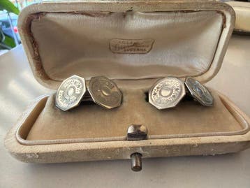 Boutons de manchette - 14 carats Or blanc - Face en or 14K