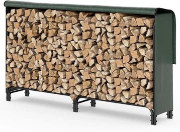 VOUNOT haardhoutrek buiten metaal 200x116x36 cm met hoes, Ophalen of Verzenden, Nieuw