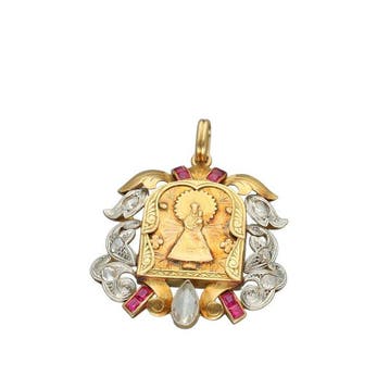Hanger - 18 karaat Geel goud, Platina - 1.77ct. tw. Diamant