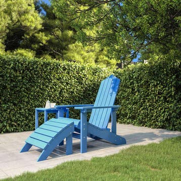 vidaXL Tuinstoel Adirondack met voetenbank HDPE aquablauw, Verzenden, Nieuw