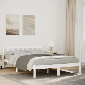 vidaXL Bedframe extra lang zonder matras grenenhout wit, Huis en Inrichting, Verzenden, Nieuw