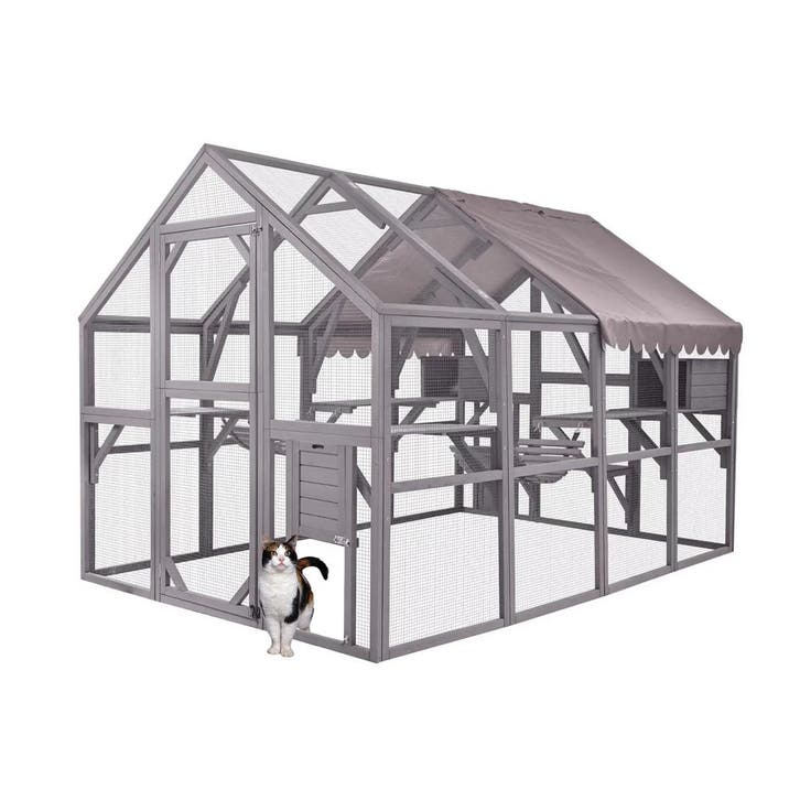 MaxxPet Kattenkooi - kattenvolière - 280x180x174cm Grijs, Animaux & Accessoires, Accessoires pour chats, Enlèvement ou Envoi