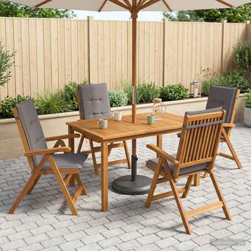 vidaXL 5-delige tuin eetset Naturel Massief Acacia Hout, Verzenden, Nieuw