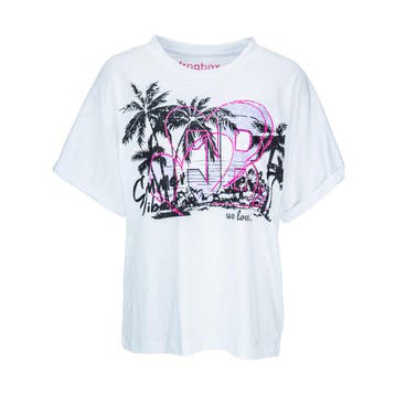 Frogbox • wit t-shirt palmbomen • S, Verzenden